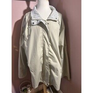 Blair Jacket Womens 2XL Tan Poplin Field Rain Coat Hooded Spring Floral …